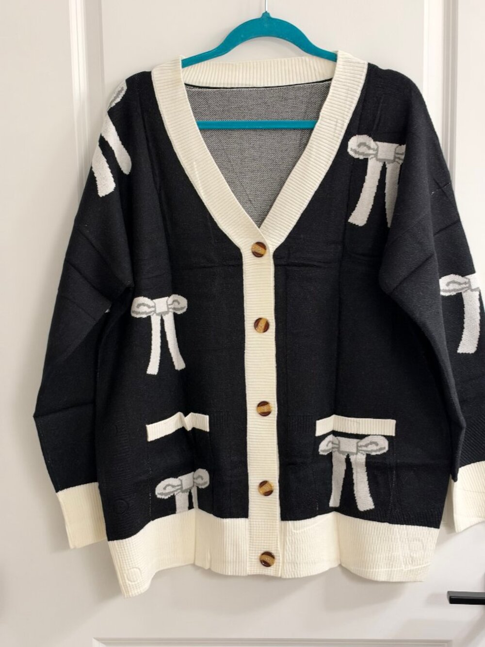 Black V-Neck Button Down Cardigan